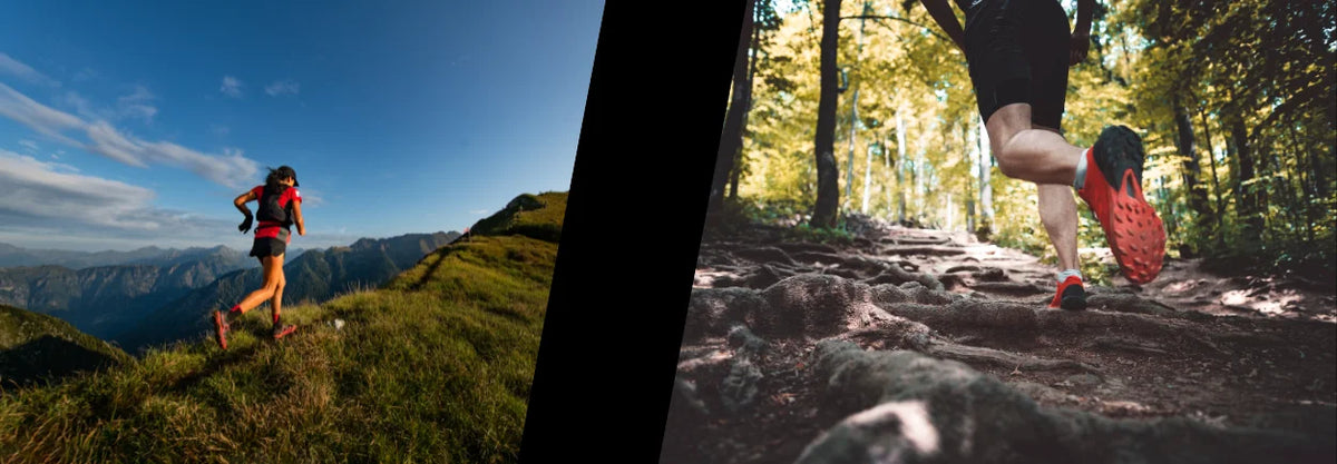 Two runners on unpaved trails outdoors