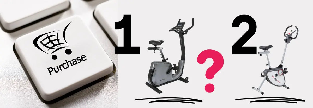 Graphic comparing two exercise machines with a question mark