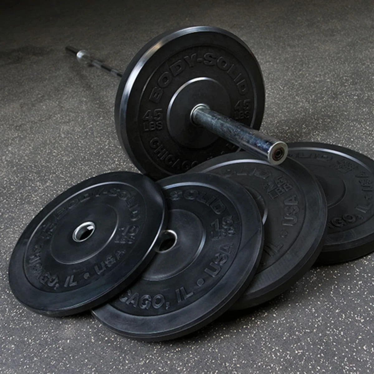 Body-Solid Chicago Extreme Zwarte Olympische Bumper Plates OBPXK