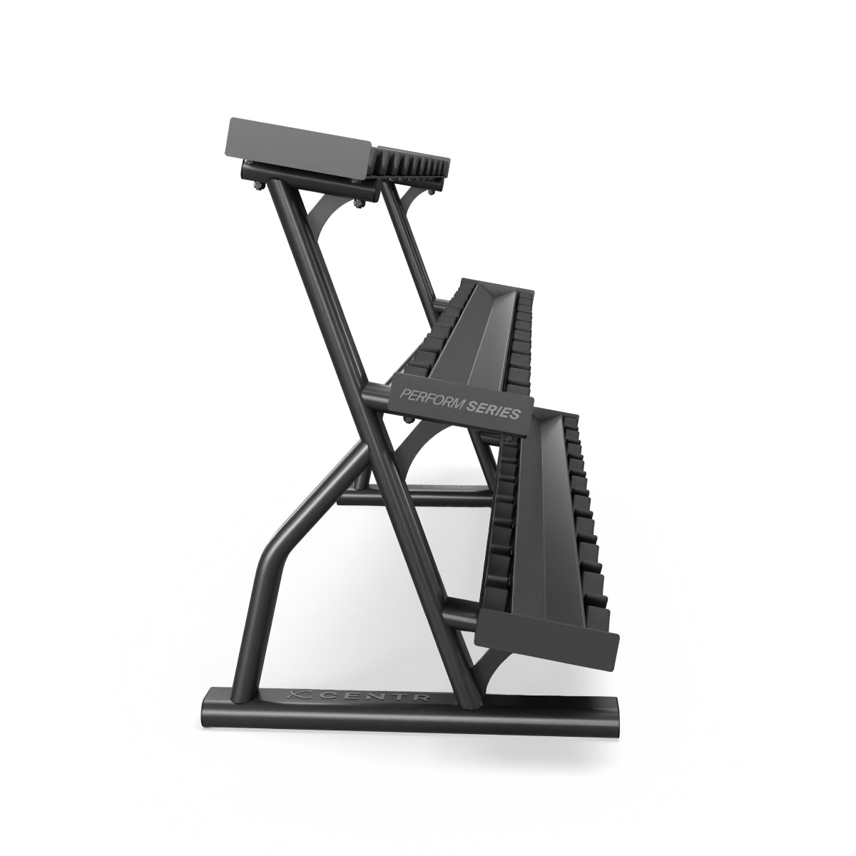 Zijaanzicht van het 15-paar dumbbell rek