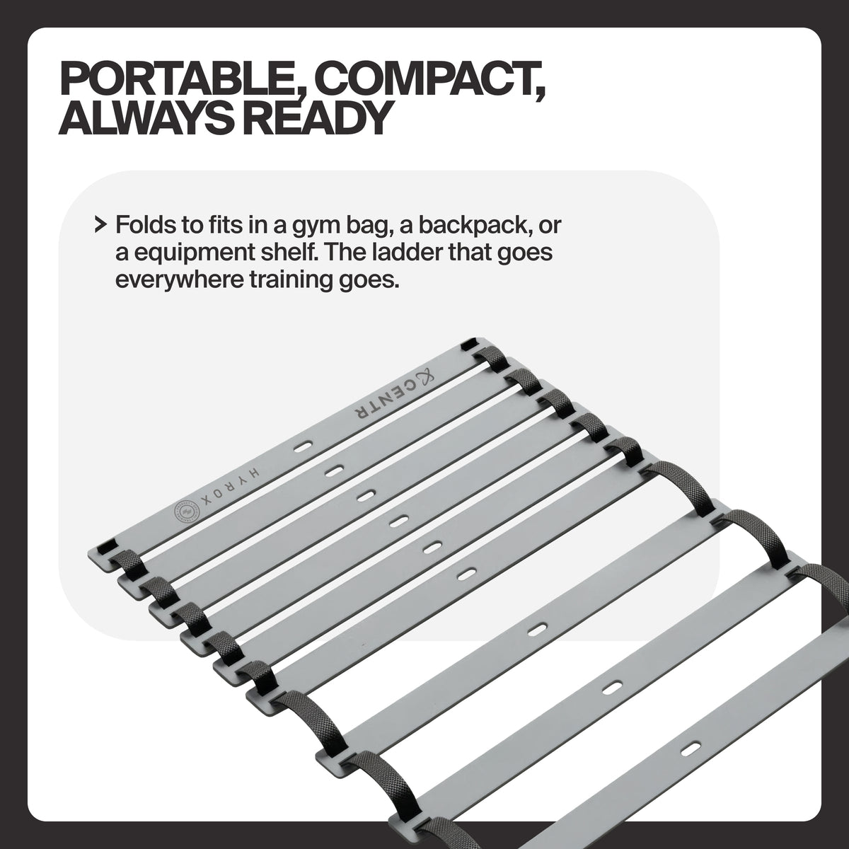 Opgevouwen agility ladder, compact voor opslag en vervoer