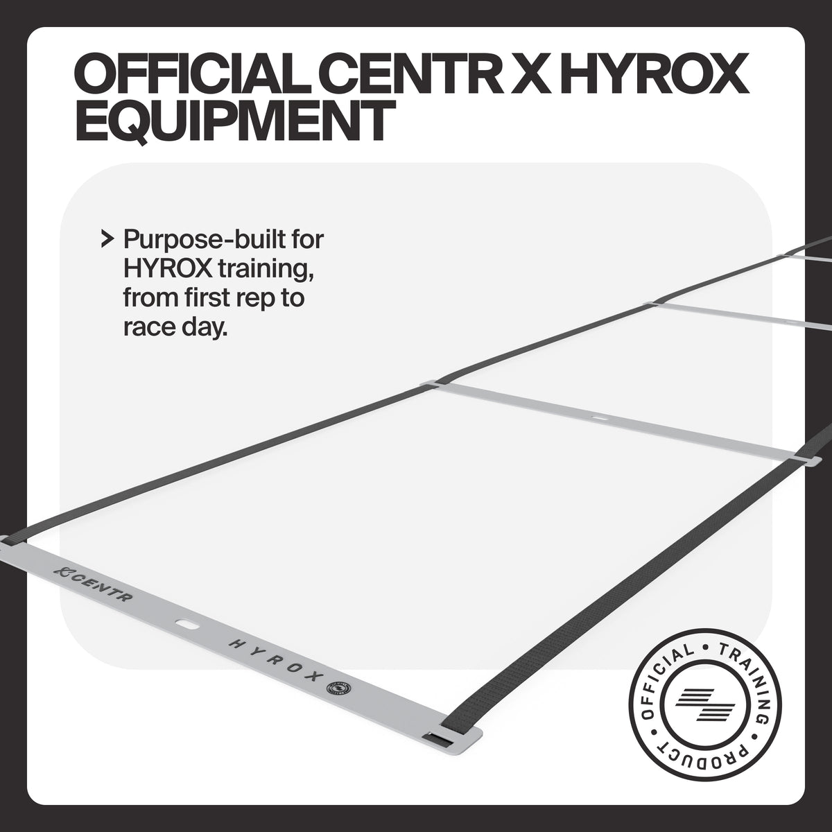 Infographic met de kenmerken van de Centr x Hyrox agility ladder