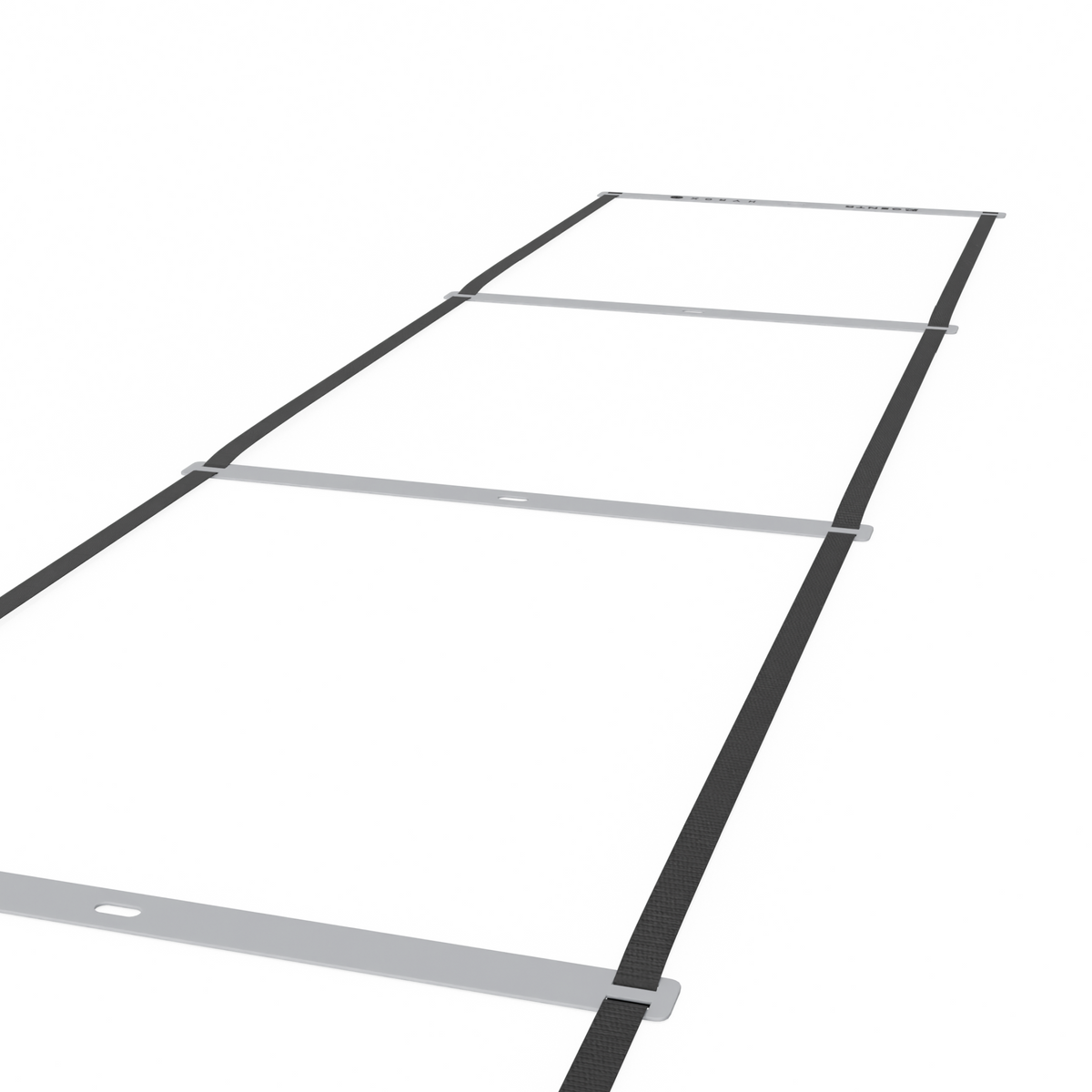 Uitgerolde agility ladder op een witte achtergrond