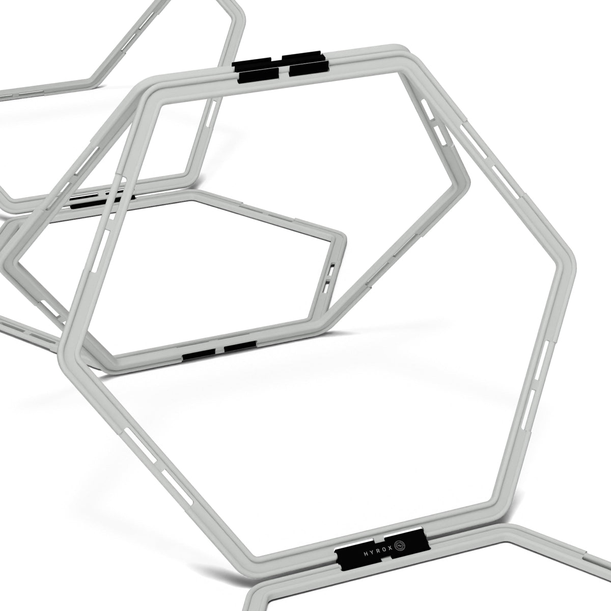 Close-up van gekoppelde hexagon hurdles in staande opstelling