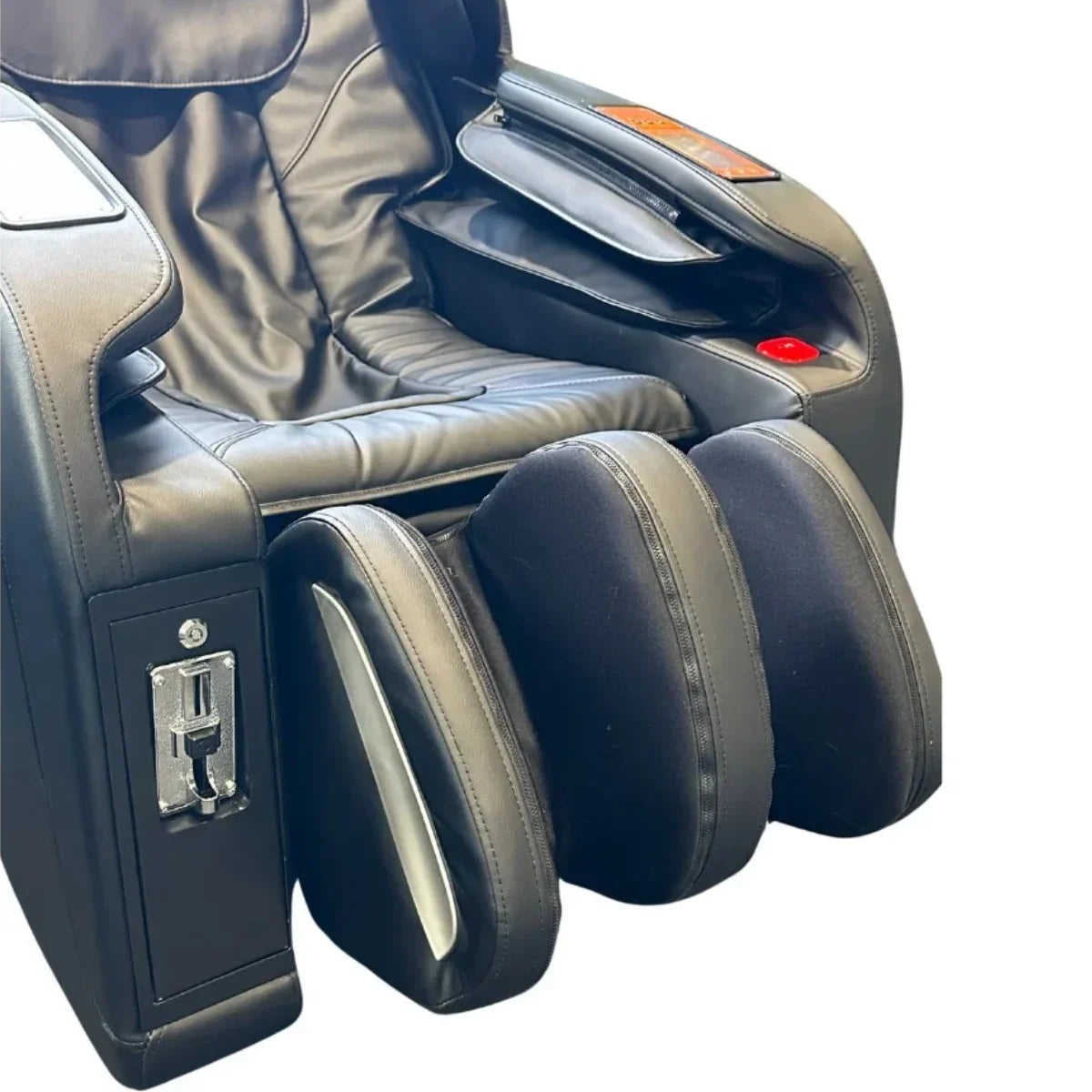 Close-up van arm- en beenkussens van de NRG Wellness Commercial massagestoel