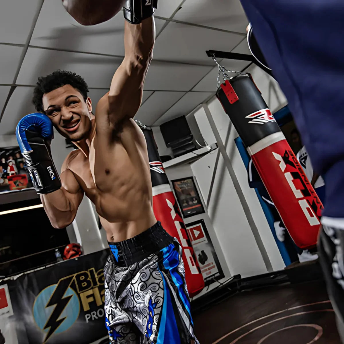 RDX Sports BSS Boxing Training Shorts Satin R2 - Blauw