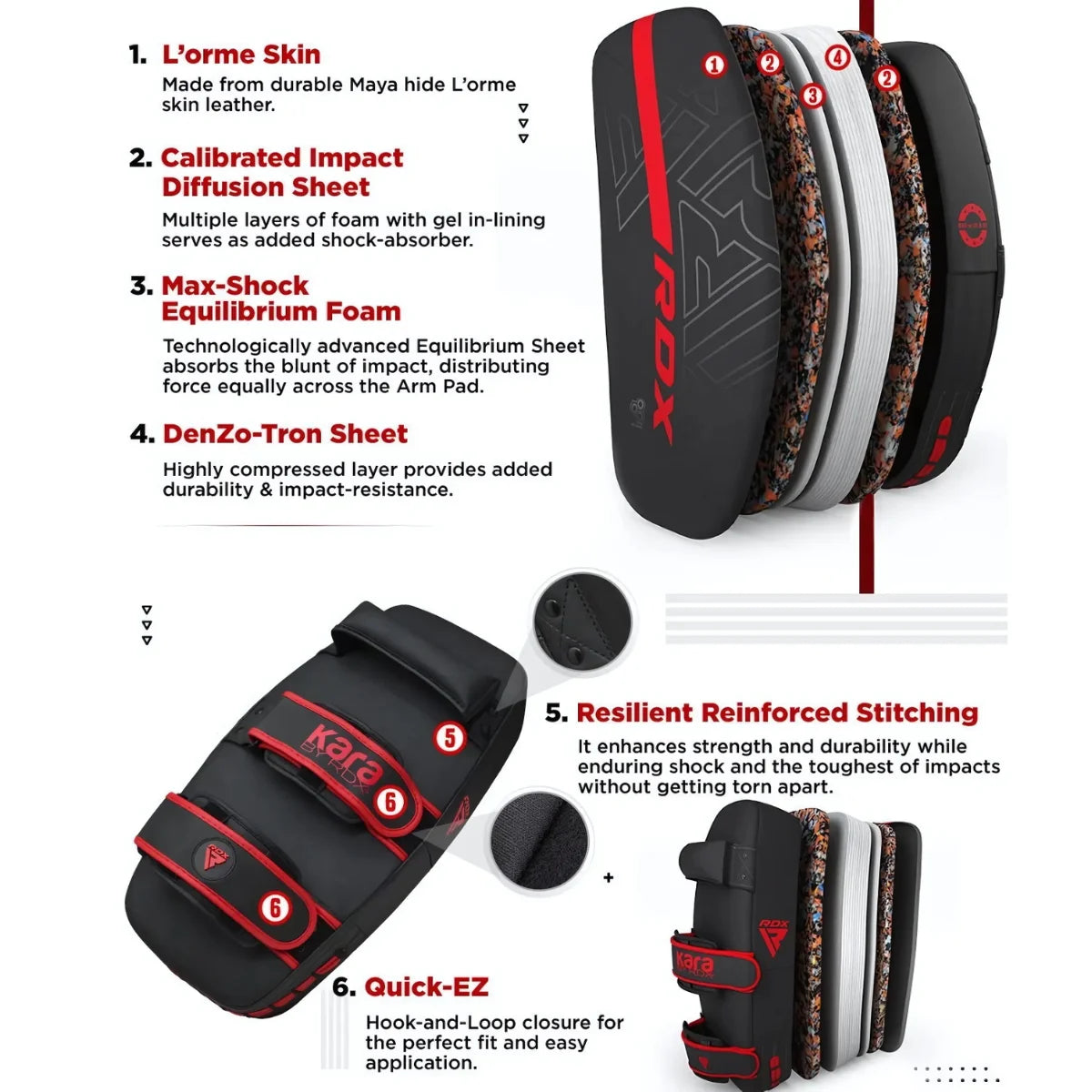 RDX Sports F6 Kara Thai Pad Zwart