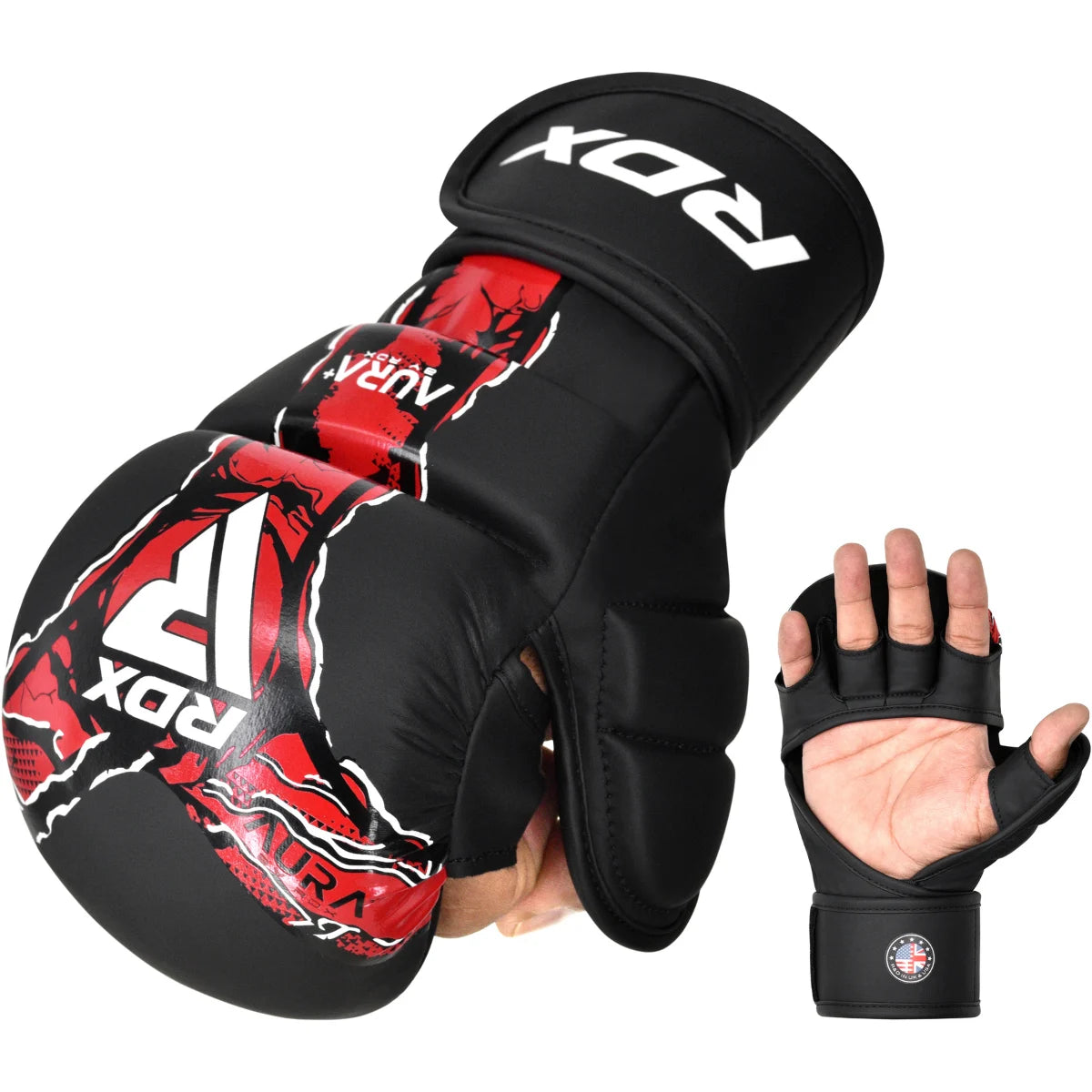 RDX Sports Grappling Gloves Shooter Aura F17 Zwart Met Rood