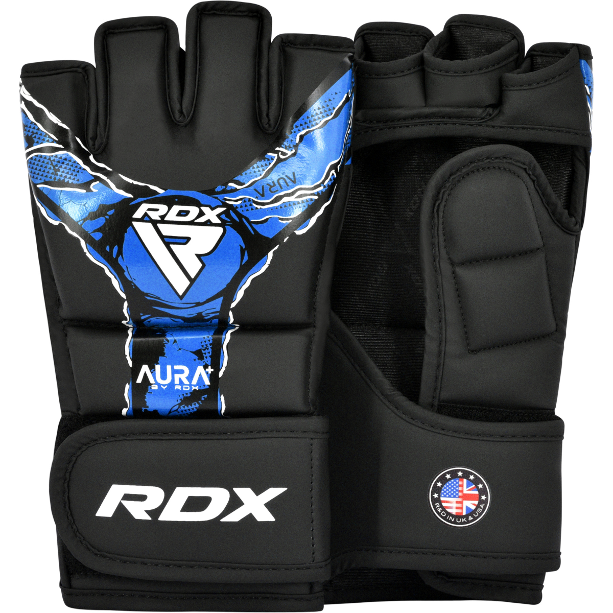 RDX Sports Grappling Handschoenen Aura F17 Zwart Blauw