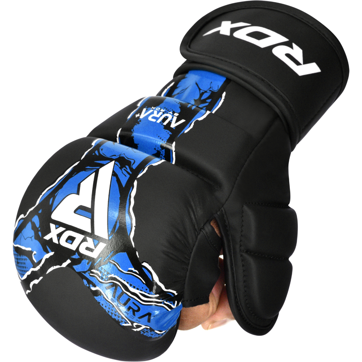 RDX Sports Grappling Handschoenen Shooter Aura F17 Zwart met Blauw