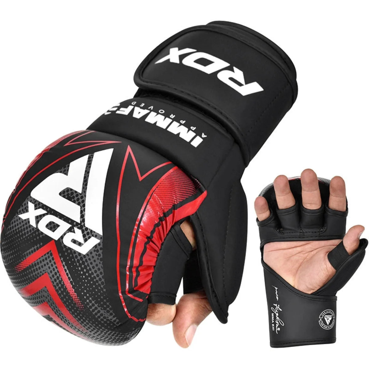RDX Sports IMMAF Shooter Grappling Gloves MMA Rood