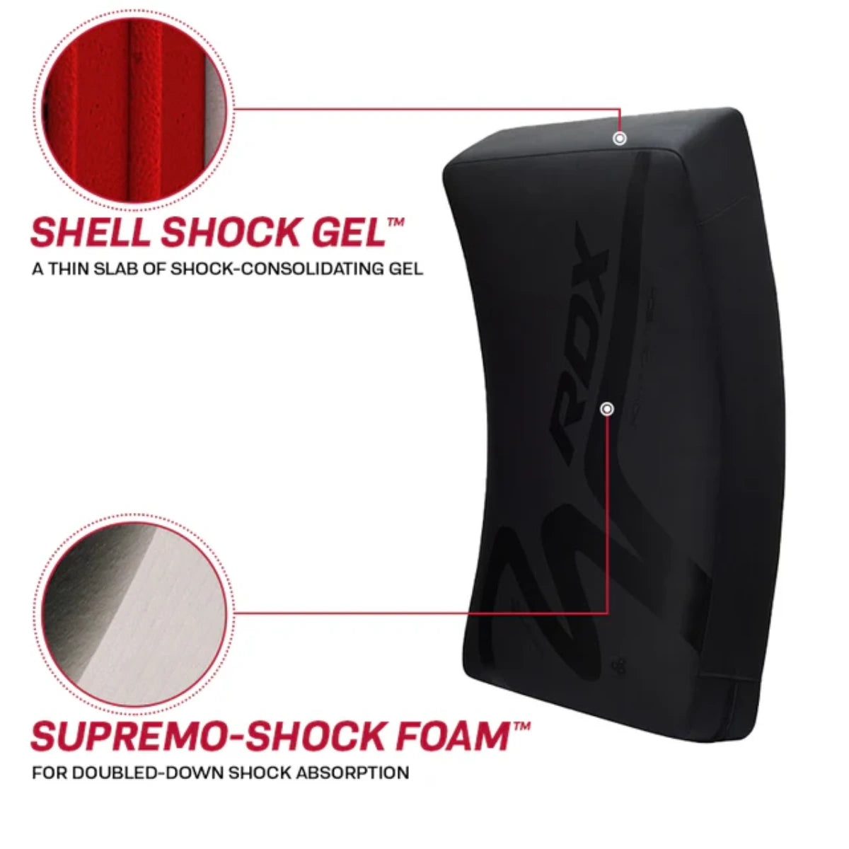 RDX Sports T15 Noir Gel Padded Curved Kick Shield