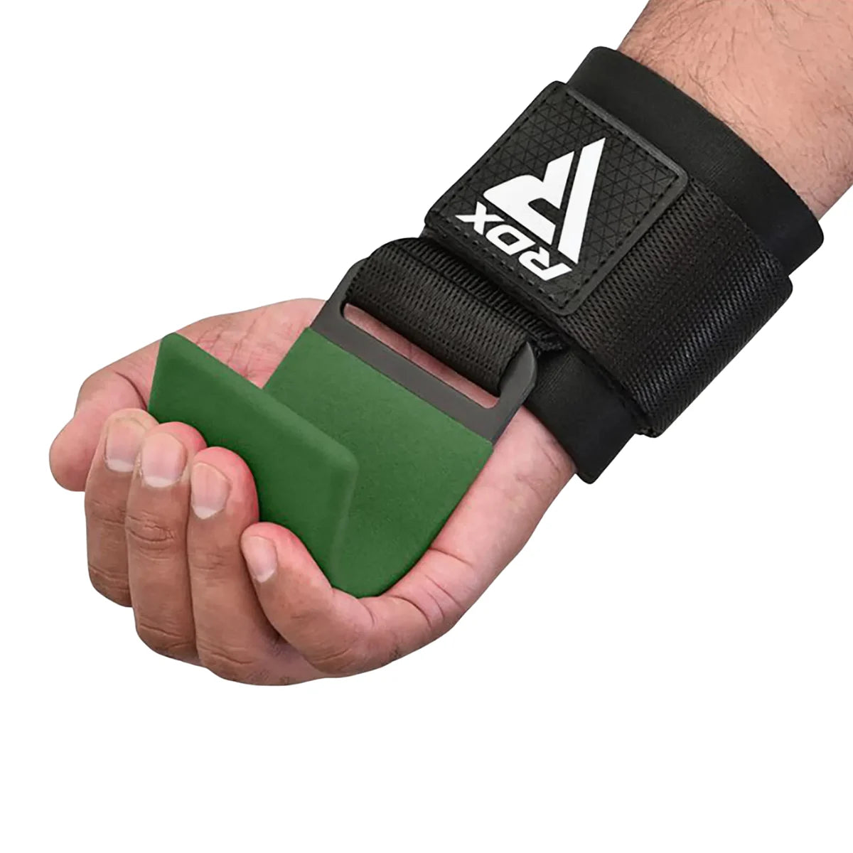 RDX Sports W5 Gel Lifting Hook Straps Plus Met Grip Groen