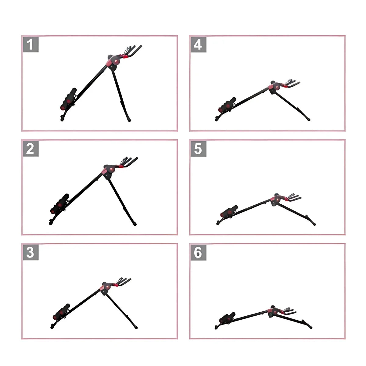 Instructieblad met zes kleine schema’s van verschillende standen van de buikspierplank.
