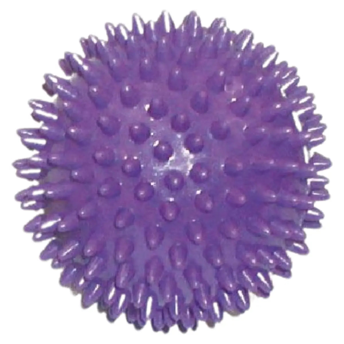Close-up van een paarse massagebal met nopjes.