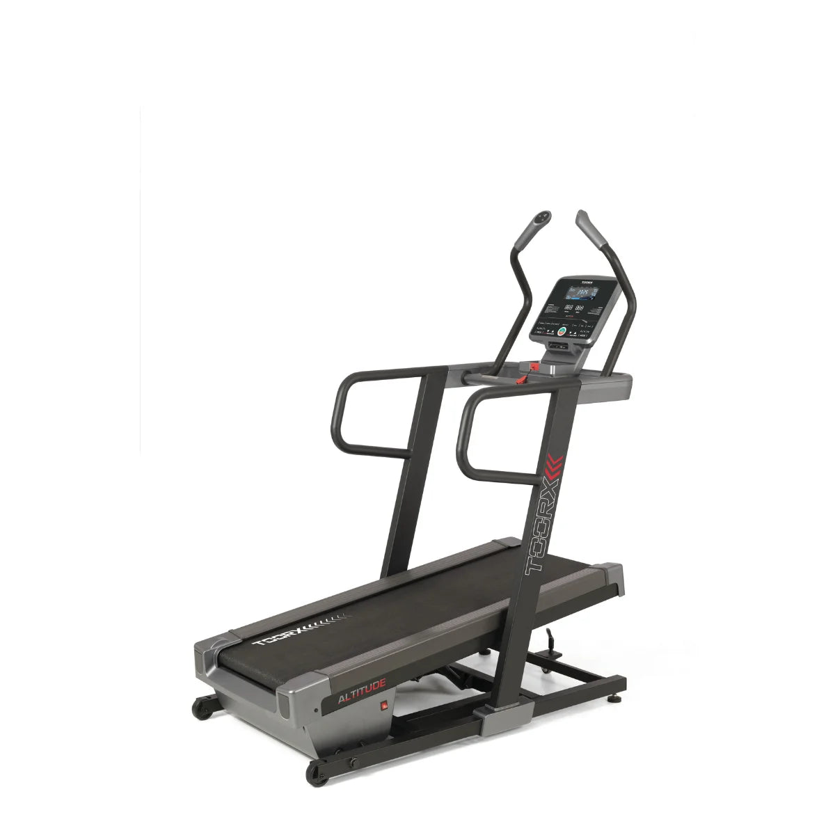 Toorx Fitness Altitude-loopband met hellend loopvlak en bedieningsdisplay, schuin van voren