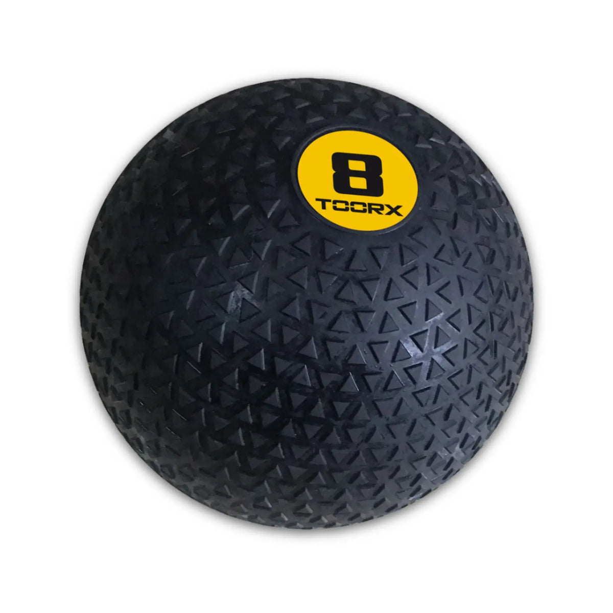 Zwarte Toorx Tire Look slamball van 8 kg met gele gewichtsaanduiding