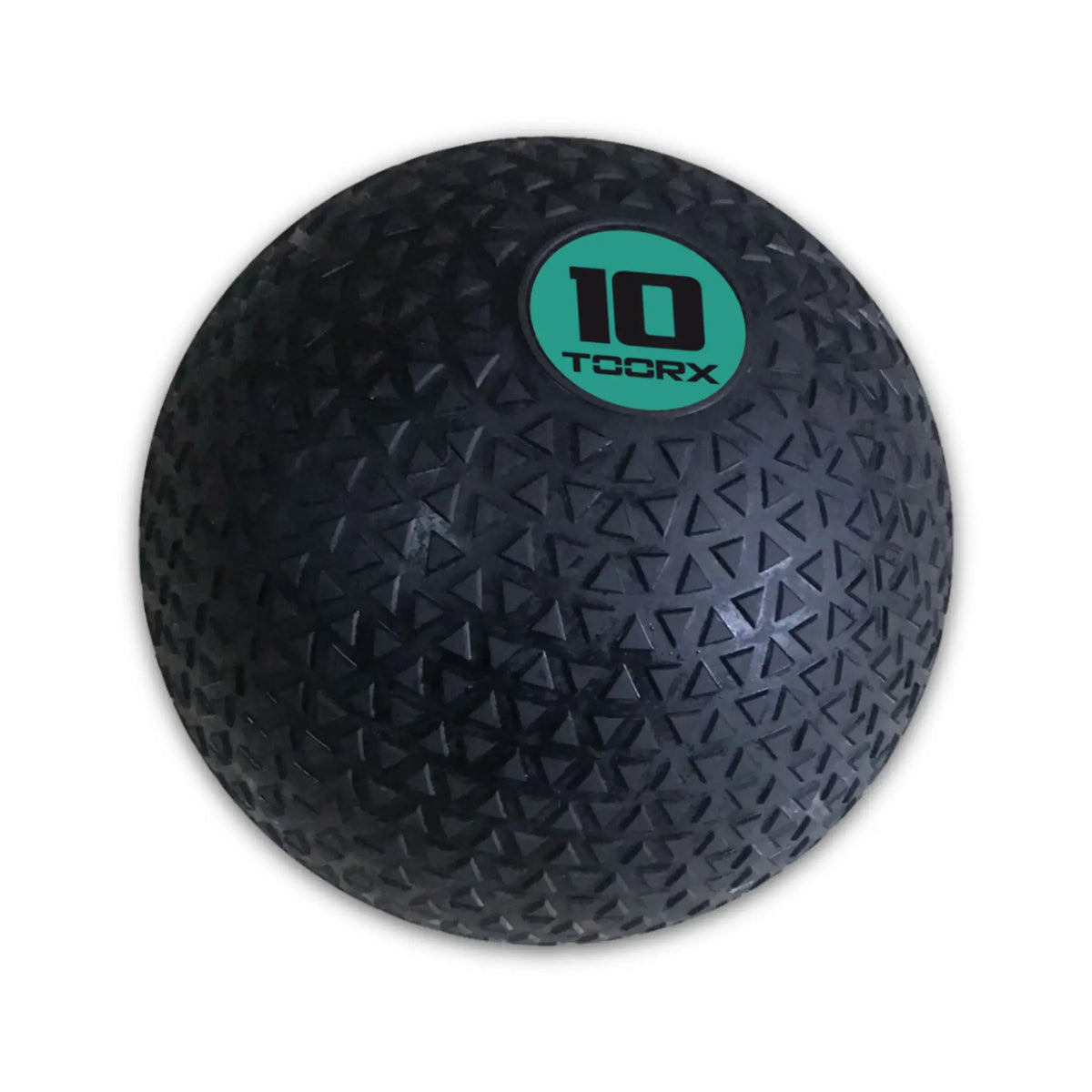 Zwarte Toorx Tire Look slamball van 10 kg met turquoise gewichtsaanduiding