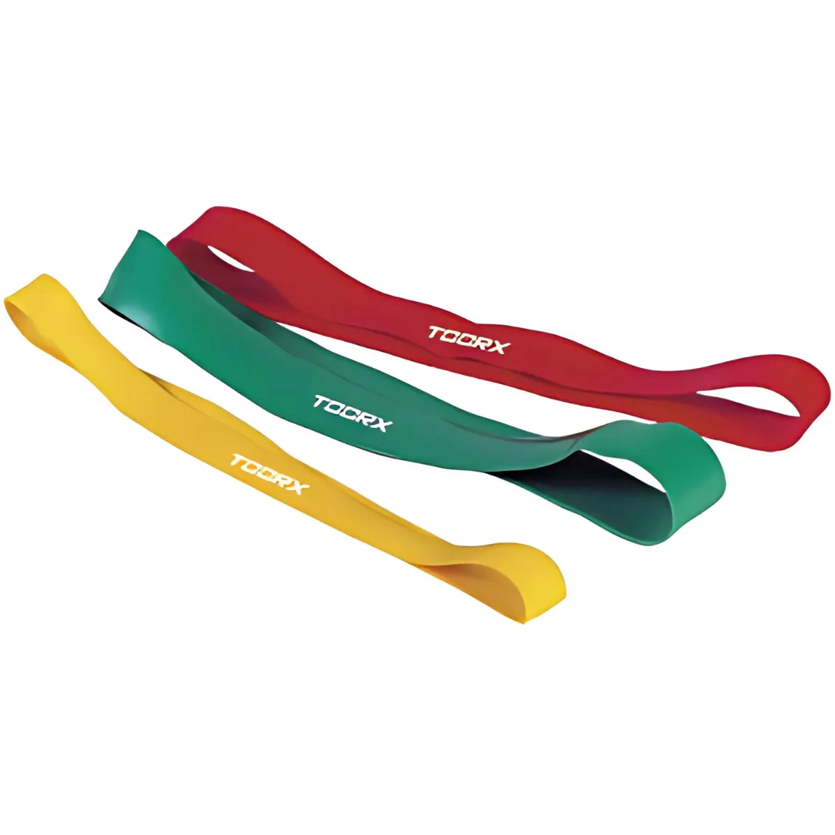 Drie lange weerstandsbanden in geel, groen en rood met de aanduiding ‘x10’.