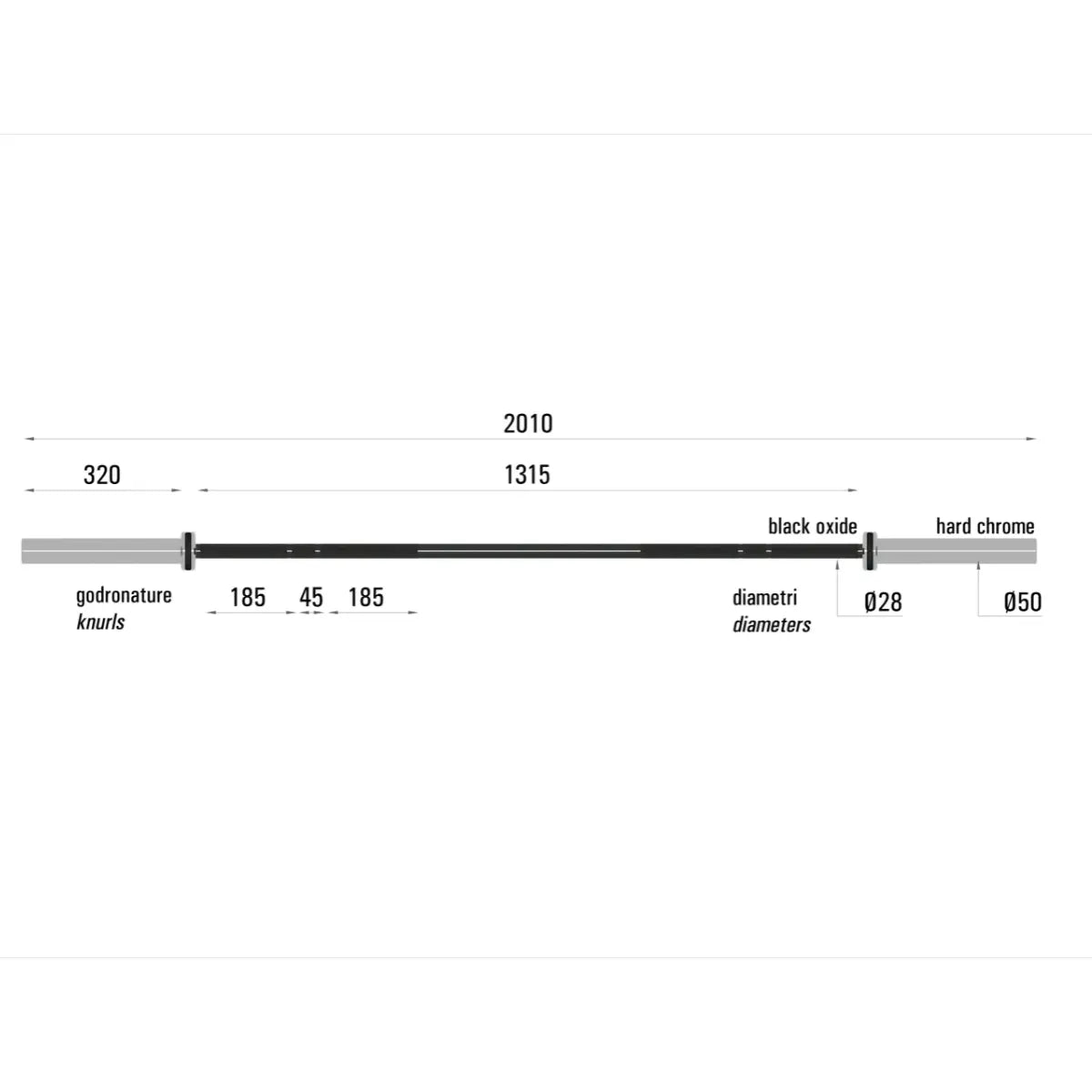 Toorx Professional Olympische Halterstang 200 cm