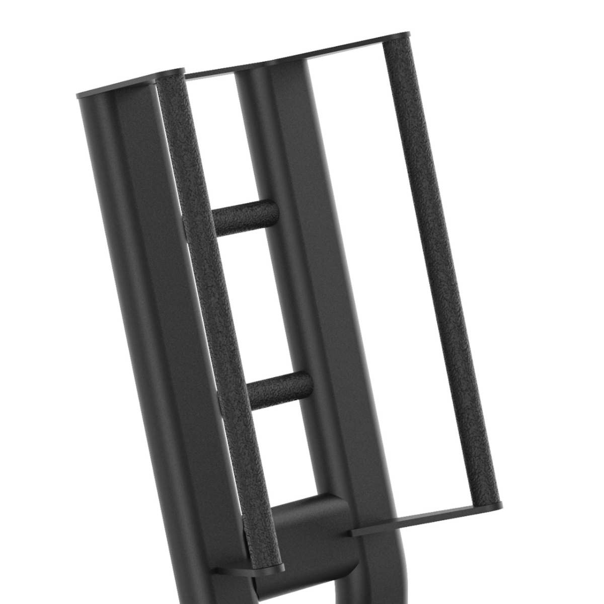 Zwart rechthoekig verticaal frame met drie dwarsstangen, los afgebeeld op een witte achtergrond.