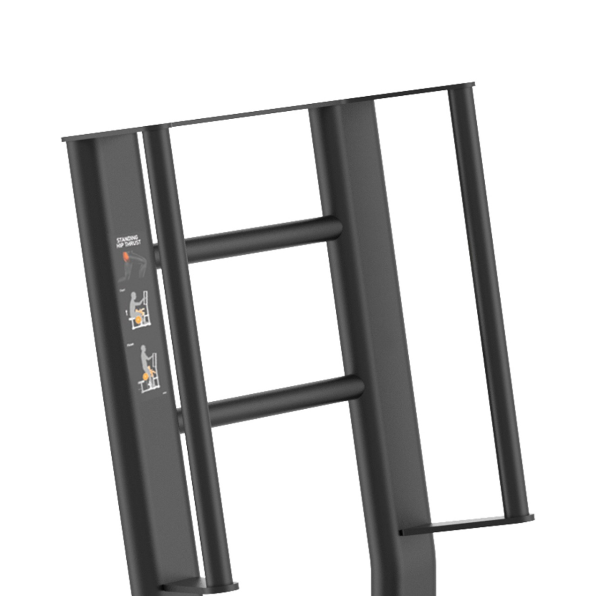Zwart rechthoekig verticaal frame met drie dwarsstangen, los afgebeeld op een witte achtergrond.